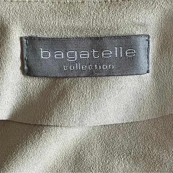 Bagatelle Faux Suede Open Front Cardigan Asymmetrical Soft Beige Sweater Women L - Picture 6 of 7